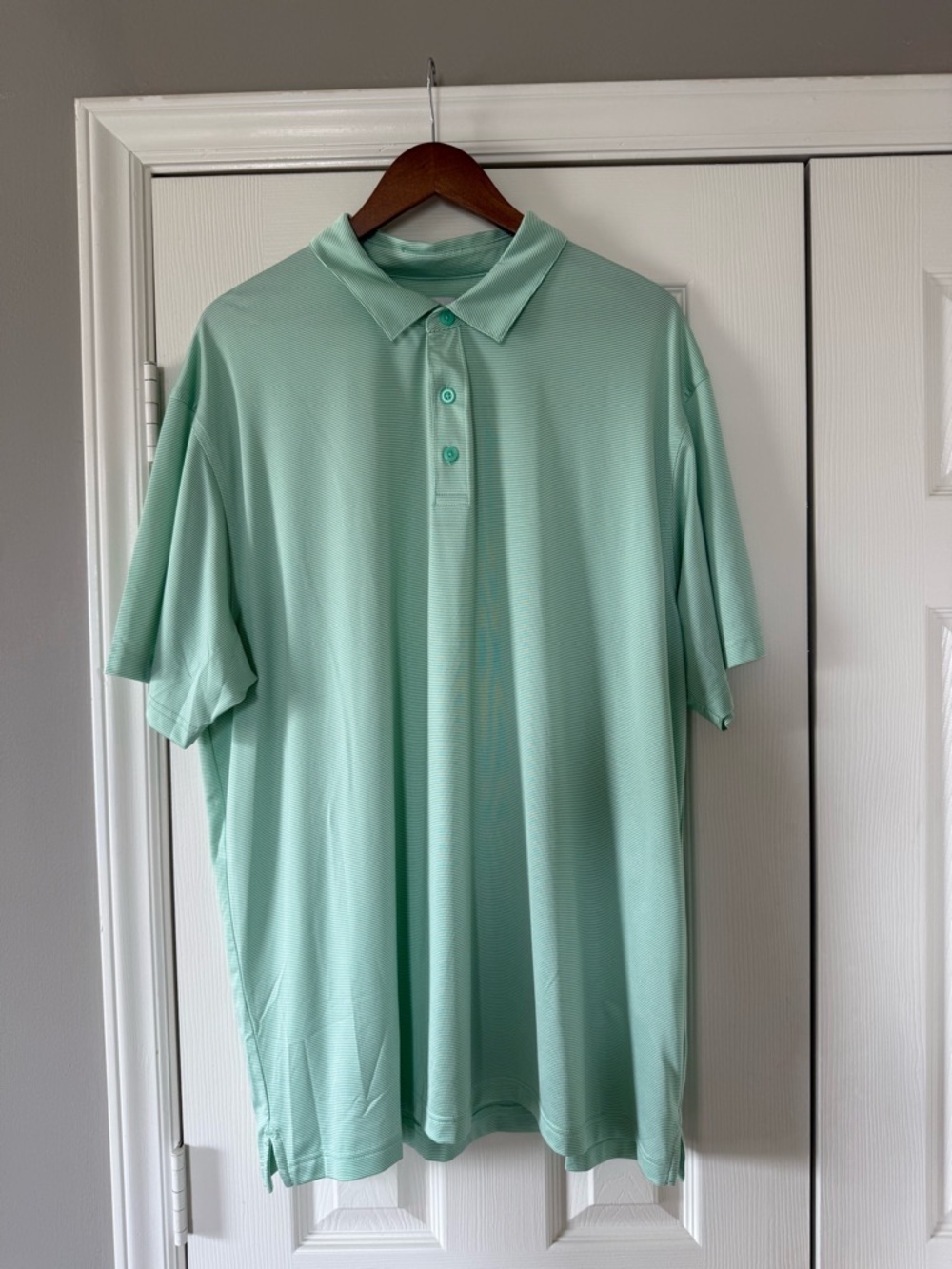 Men’s Callaway Mint Green Small Stripe Golf Polo Size XXL
